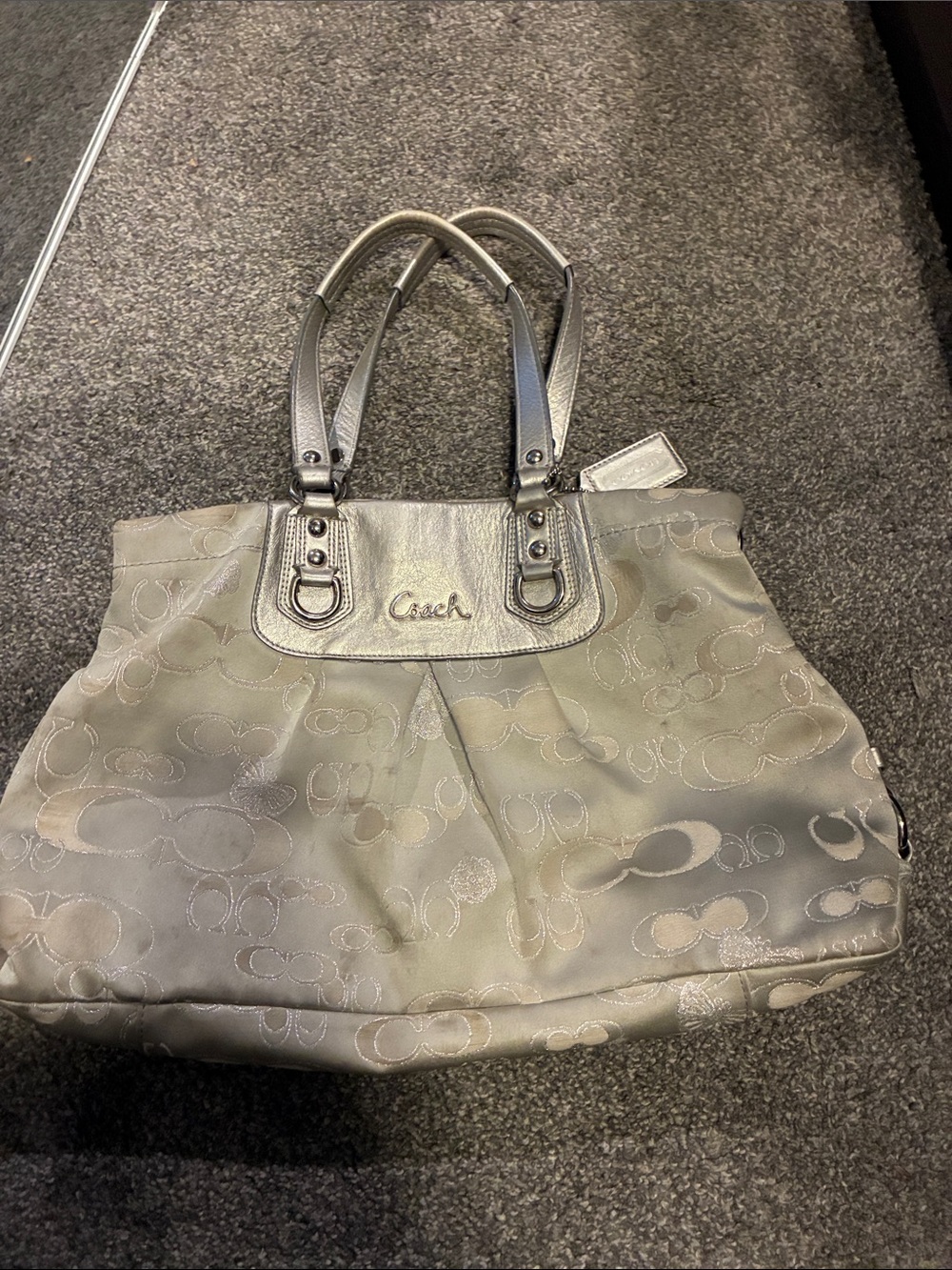 Coach Metallic Taupe/Champagne Signature Tote